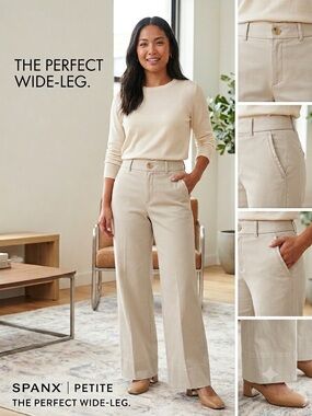SPANX Wide-Leg High-Rise Super Smooth Pants in Bone